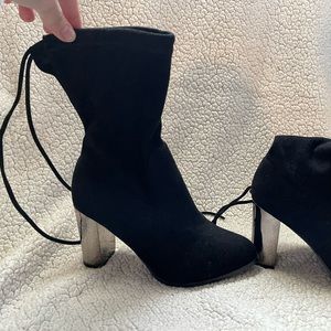 Tied Bootie with Silver Heel